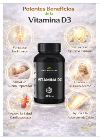 Vitamina D3 400mg Garden Of Life | Huesos, Inmunidad y Bienestar