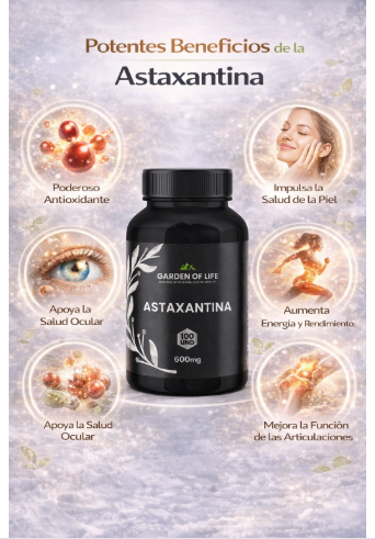 Astaxantina 600mg Garden Of Life | Antioxidante, Piel y Vitalidad