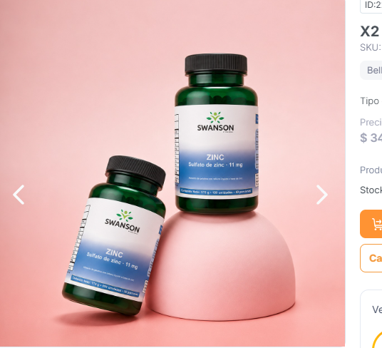 X2 Zinc Swanson By Vital World - Sulfato de Zinc 11mg - 2 tarros